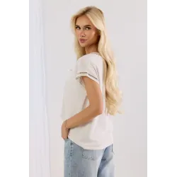 Bluzka z krótkim rękawem i ażurową wstawką