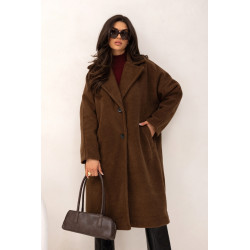 FLAUSZOWY PŁASZCZ O LUŹNYM KROJU