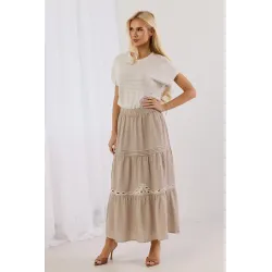 Spódnica maxi w stylu boho z haftowanym ażurem | Hurtownia odzieży damskiej online