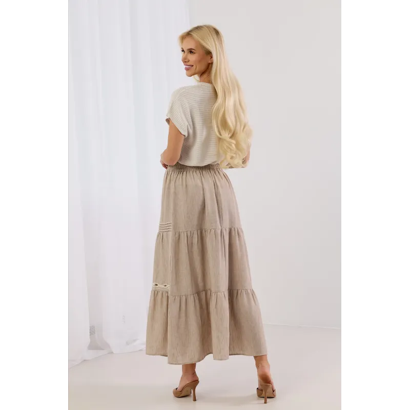 Spódnica maxi w stylu boho z haftowanym ażurem | Hurtownia odzieży damskiej online