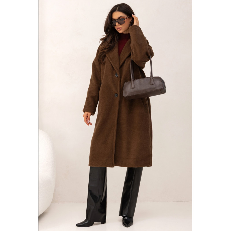 FLAUSZOWY PŁASZCZ O LUŹNYM KROJU