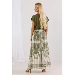Szerokie spodnie kuloty z motywem paisley