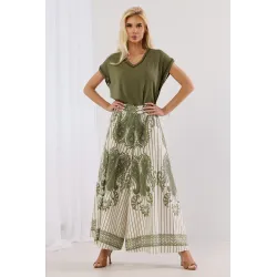 Szerokie spodnie kuloty z motywem paisley