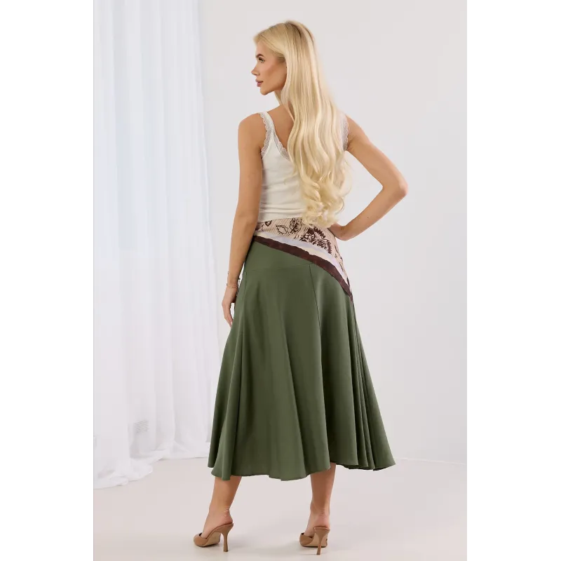 Spódnica midi z ozdobną apaszką