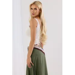 Prążkowany top z koronkowym wykończeniem | Hurtownia damska online