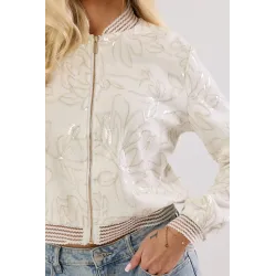 Bluza bomberka z haftem i cekinami