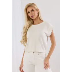 Dzianinowa bluzka z ozdobnym koronkowym rękawkiem
