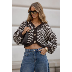 KRÓTKI KARDIGAN Z GRUBYM SPLOTEM