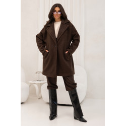 PŁASZCZ Z TKANINY BOUCLE O OVERSIZOWYM KROJU