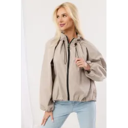 Kurtka oversize z bufiastymi rękawami i kontrastowym suwakiem