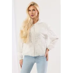 Kurtka z haftowanej koronki z kapturem