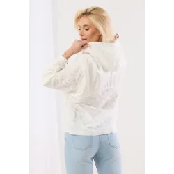 Kurtka z haftowanej koronki z kapturem