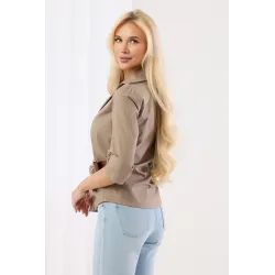 Bluzka kopertowa z taliowaniem i wbudowanym paskiem