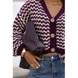 KRÓTKI KARDIGAN Z GRUBYM SPLOTEM