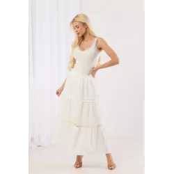 Spódnica maxi w stylu boho z haftowanym ażurem | Hurtownia odzieży damskiej online