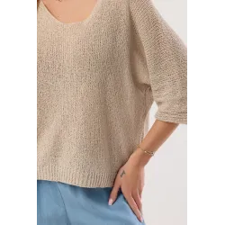 Dzianinowy sweter oversize z okrągłym dekoltem