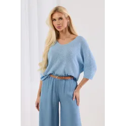 Dzianinowy sweter oversize z okrągłym dekoltem