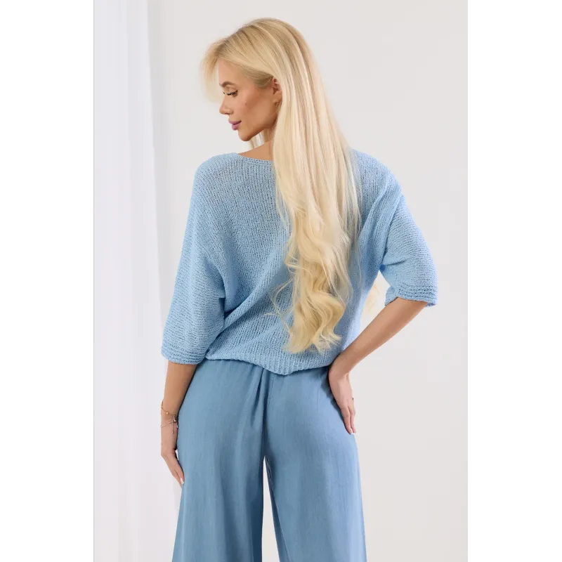 Dzianinowy sweter oversize z okrągłym dekoltem