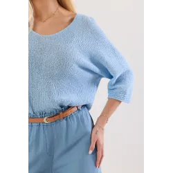 Dzianinowy sweter oversize z okrągłym dekoltem