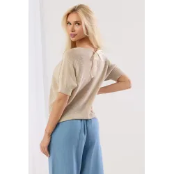 Sweter z wycięciem i kokardą na plecach