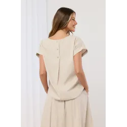 Komplet z bluzką z naszyjnikiem i spódnicą midi z paskiem