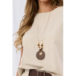 Komplet z bluzką z naszyjnikiem i spódnicą midi z paskiem