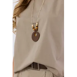 Komplet z bluzką z naszyjnikiem i spódnicą midi z paskiem