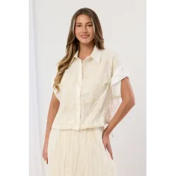 Komplet boho z haftem z koszulą i spódnicą midi