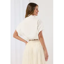 Komplet boho z haftem z koszulą i spódnicą midi