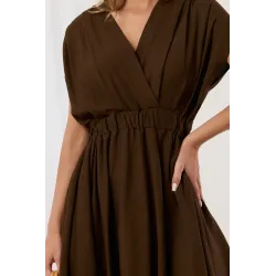 Sukienka mini z kopertowym dekoltem i gumką w talii