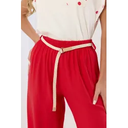 Szerokie spodnie palazzo z plecionym paskiem