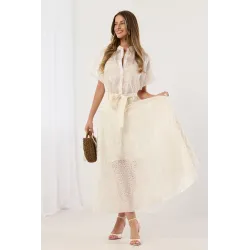 Ażurowa spódnica maxi z wiązaniem w pasie