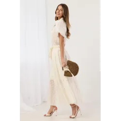 Ażurowa spódnica maxi z wiązaniem w pasie