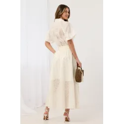 Ażurowa spódnica maxi z wiązaniem w pasie