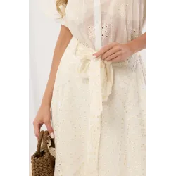 Ażurowa spódnica maxi z wiązaniem w pasie