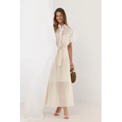 Ażurowa spódnica maxi z wiązaniem w pasie