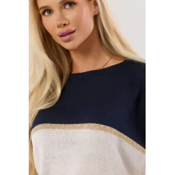 Sweter z metaliczną nitką i krótkim rękawem