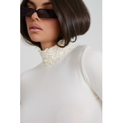 BLUZKA Z ELASTYCZNEJ DZIANINY Z FAKTUROWANYM GOLFEM