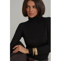 BLUZKA Z ELASTYCZNEJ DZIANINY Z FAKTUROWANYM GOLFEM