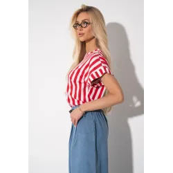 Bluzka w pionowe pasy z krótkim rękawem