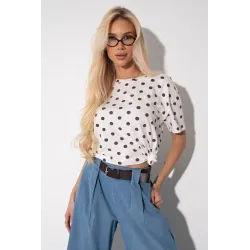 T-shirt w kontrastowe grochy
