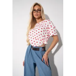 T-shirt w kontrastowe grochy