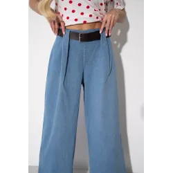 Spodnie wide leg z zaszewkami i paskiem