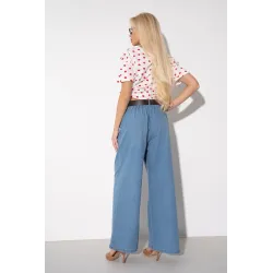 Spodnie wide leg z zaszewkami i paskiem
