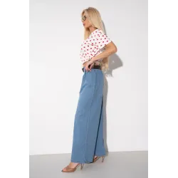 Spodnie wide leg z zaszewkami i paskiem