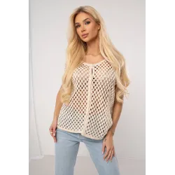 Ażurowa bluzka boho zapinana na guziki