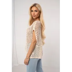 Ażurowa bluzka boho zapinana na guziki