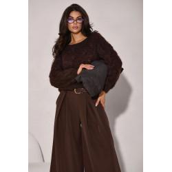 SWETER O WARKOCZOWYM SPLOCIE Z METALIZOWANĄ NICIĄ