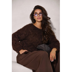 SWETER O WARKOCZOWYM SPLOCIE Z METALIZOWANĄ NICIĄ