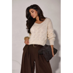 SWETER Z WARKOCZOWYM SPLOTEM I DEKOLTEM V